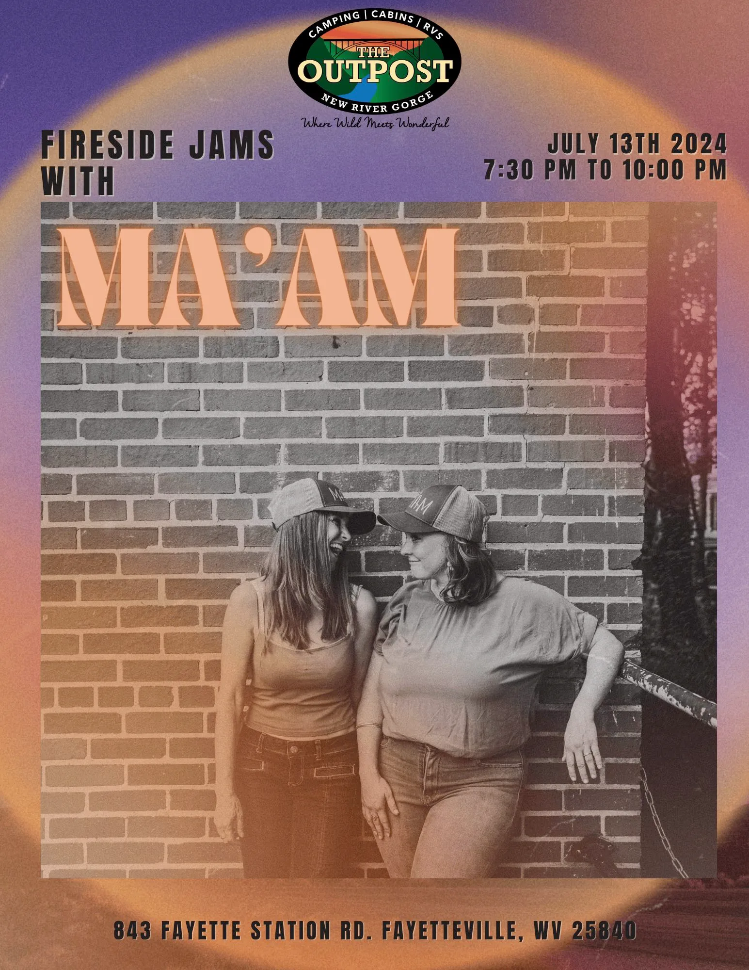 Event poster for Fireside Jam - MA'AM