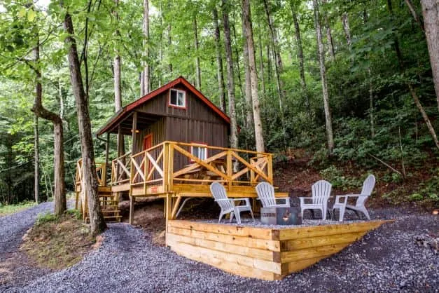 Rustic family cabin exterior at The Outpost