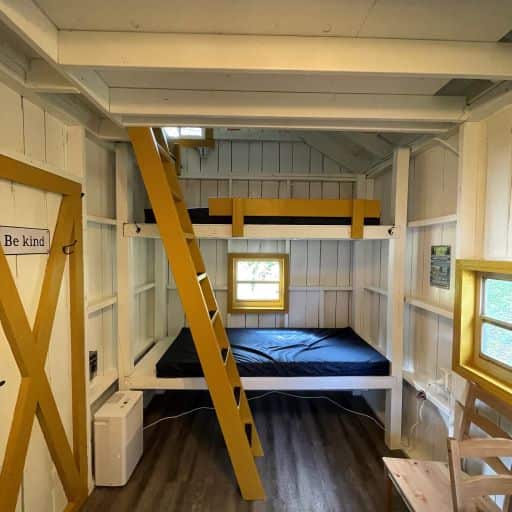 Rustic Family Cabin twin bunk interior – Rustic Family Cabin at The Outpost NRG